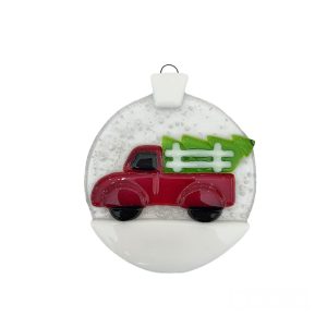 Fused Glass Red Truck Ornament